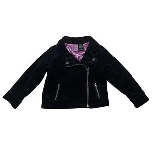 GUESS Girl's Vintage Y2K Velvet Moto Jacket 24M Black Toddler Edgy Bratz Fall